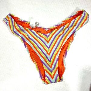 AERIE STRIPE SUPER CHEEKY BIKINI BOTTOM (672)